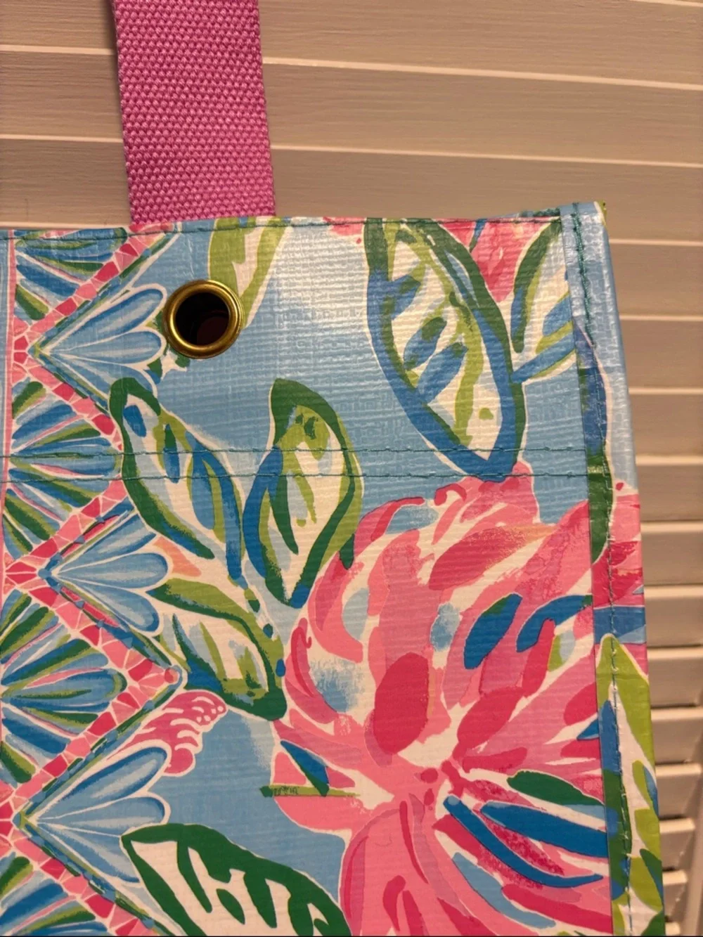 Lilly Pulitzer Pink Floral Reusable Market Tote - Picture 4 of 7